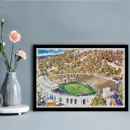 California Memorial Painting Stadium Watercolor, Berkeley, California, Sport Gift Art, Framed Art Print Wall Decor