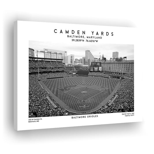 Camden Yards Stadium Black And White, Baltimore Baseball Stadium, Oriole Park Art Print, Canvas Print Wall Art, Man Cave Gift
