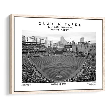 Camden Yards Stadium Black And White, Baltimore Baseball Stadium, Oriole Park Art Print, Framed Canvas Print Wall Art