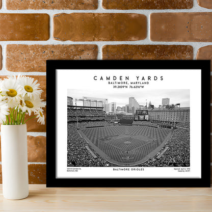 Camden Yards Stadium Black And White, Baltimore Baseball Stadium, Oriole Park Art Print, Framed Art Print Wall Decor