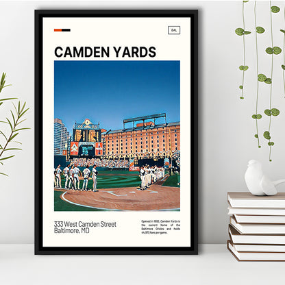 Camden Yards Print, Baltimore Orioles Stadium Canvas Art, Man Cave Gift, Floating Framed Canvas Print Wall Art