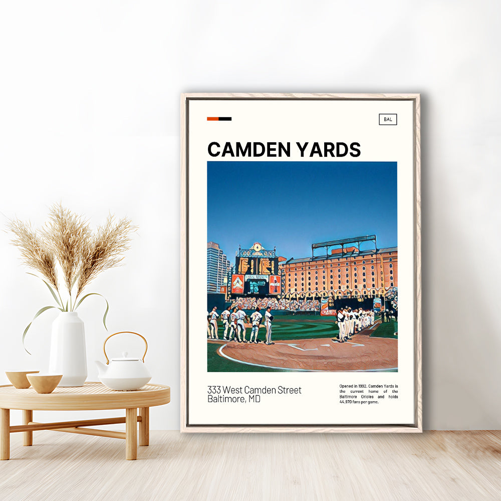 Camden Yards Print, Baltimore Orioles Stadium Canvas Art, Man Cave Gift, Floating Framed Canvas Print Wall Art