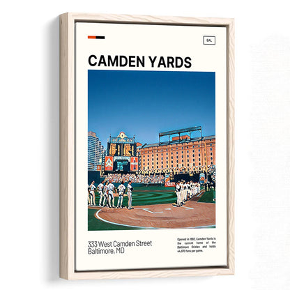 Camden Yards Print, Baltimore Orioles Stadium Canvas Art, Man Cave Gift, Floating Framed Canvas Print Wall Art