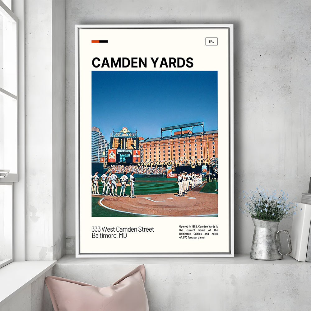 Camden Yards Print, Baltimore Orioles Stadium Canvas Art, Man Cave Gift, Floating Framed Canvas Print Wall Art