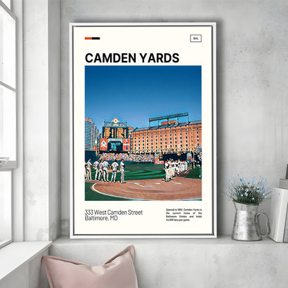 Camden Yards Print, Baltimore Orioles Stadium Canvas Art, Man Cave Gift, Floating Framed Canvas Print Wall Art