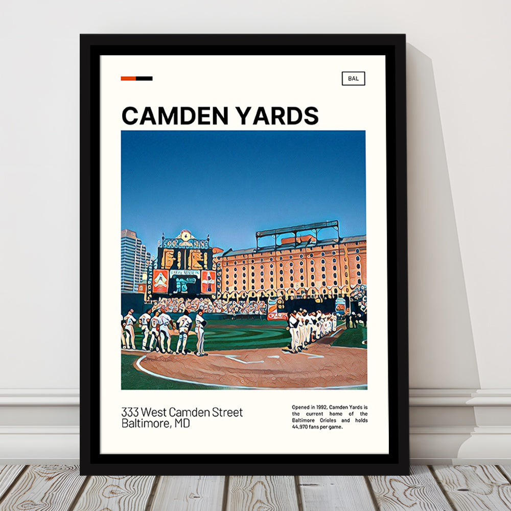 Camden Yards Print, Baltimore Orioles Stadium Canvas Art, Man Cave Gift, Floating Framed Canvas Print Wall Art