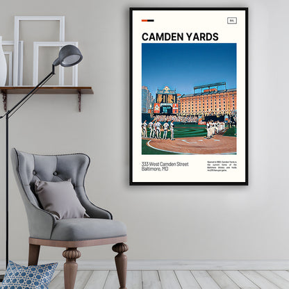 Camden Yards Print, Baltimore Orioles Stadium Canvas Art, Man Cave Gift, Floating Framed Canvas Print Wall Art