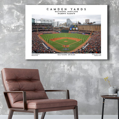 Camden Yards, Baltimore Orioles Baseball Stadium, Oriole Park Wall Art Print, Canvas Print Wall Art, Man Cave Gift