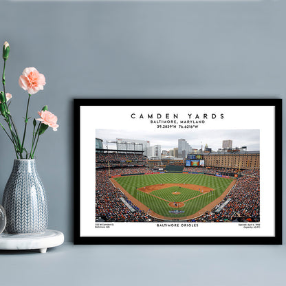 Camden Yards, Baltimore Orioles Baseball Stadium, Oriole Park Wall Art Print, Framed Art Print Wall Decor