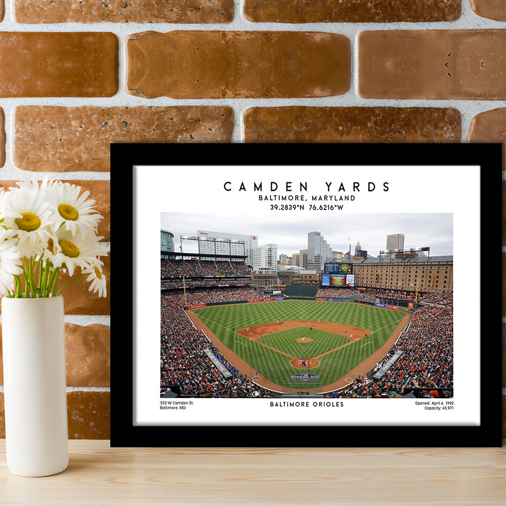 Camden Yards, Baltimore Orioles Baseball Stadium, Oriole Park Wall Art Print, Framed Art Print Wall Decor