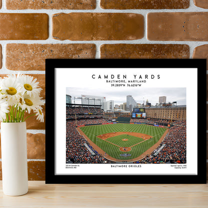 Camden Yards, Baltimore Orioles Baseball Stadium, Oriole Park Wall Art Print, Framed Art Print Wall Decor