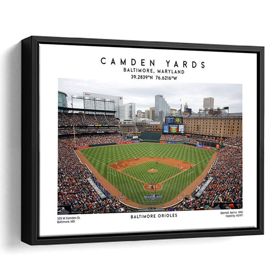 Camden Yards, Baltimore Orioles Baseball Stadium, Oriole Park Wall Art Print, Framed Canvas Print Wall Art