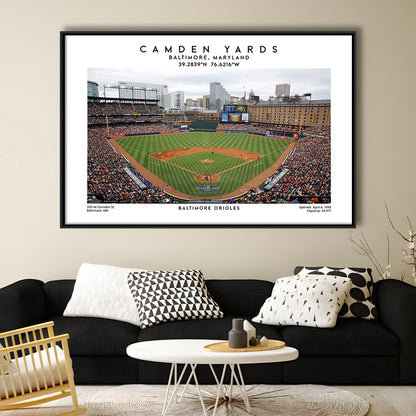 Camden Yards, Baltimore Orioles Baseball Stadium, Oriole Park Wall Art Print, Framed Canvas Print Wall Art