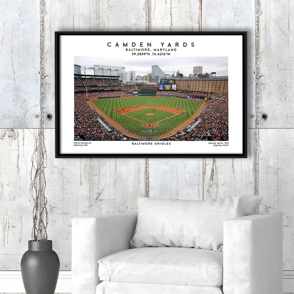 Camden Yards, Baltimore Orioles Baseball Stadium, Oriole Park Wall Art Print, Framed Canvas Print Wall Art
