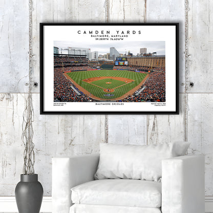 Camden Yards, Baltimore Orioles Baseball Stadium, Oriole Park Wall Art Print, Framed Canvas Print Wall Art