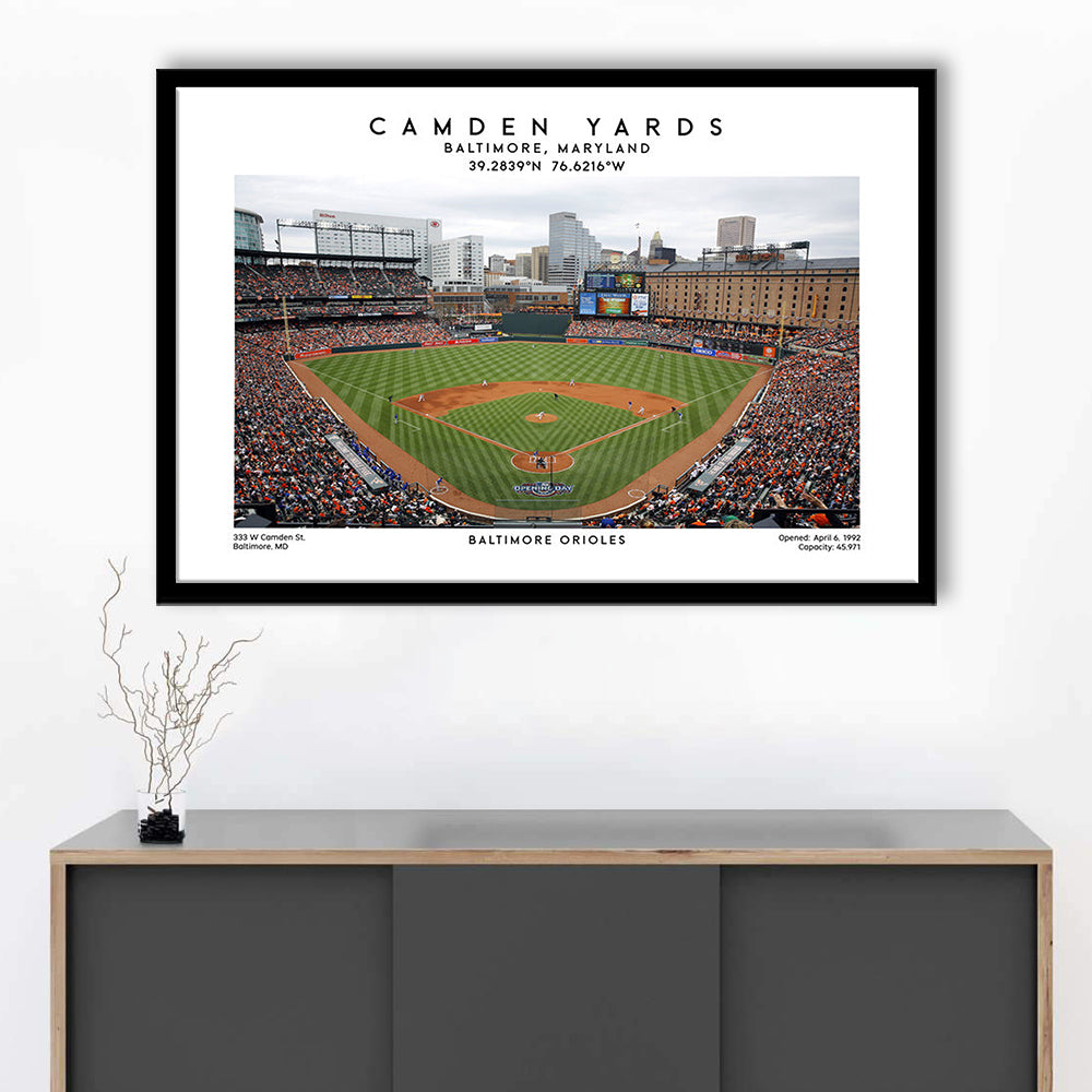 Camden Yards, Baltimore Orioles Baseball Stadium, Oriole Park Wall Art Print, Framed Art Print Wall Decor