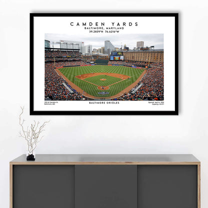 Camden Yards, Baltimore Orioles Baseball Stadium, Oriole Park Wall Art Print, Framed Art Print Wall Decor