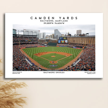 Camden Yards, Baltimore Orioles Baseball Stadium, Oriole Park Wall Art Print, Canvas Print Wall Art, Man Cave Gift