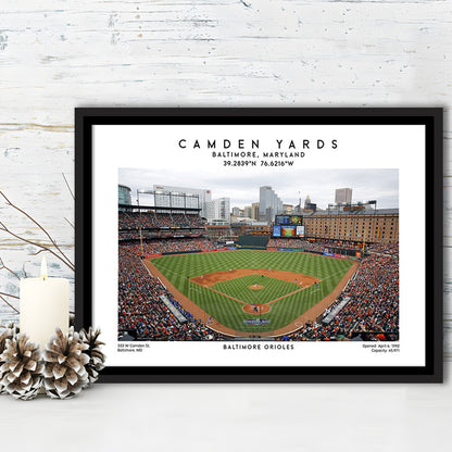 Camden Yards, Baltimore Orioles Baseball Stadium, Oriole Park Wall Art Print, Framed Canvas Print Wall Art