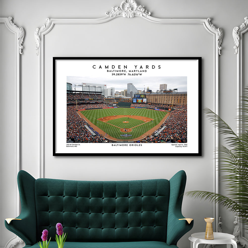 Camden Yards, Baltimore Orioles Baseball Stadium, Oriole Park Wall Art Print, Framed Art Print Wall Decor