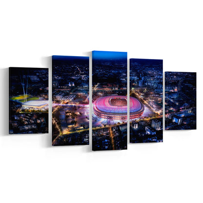 Camp Nou Aerial View, Stadium Canvas, Sport Art, Gift for him, 5 Panel, Large Canvas, Canvas Print Wall Art