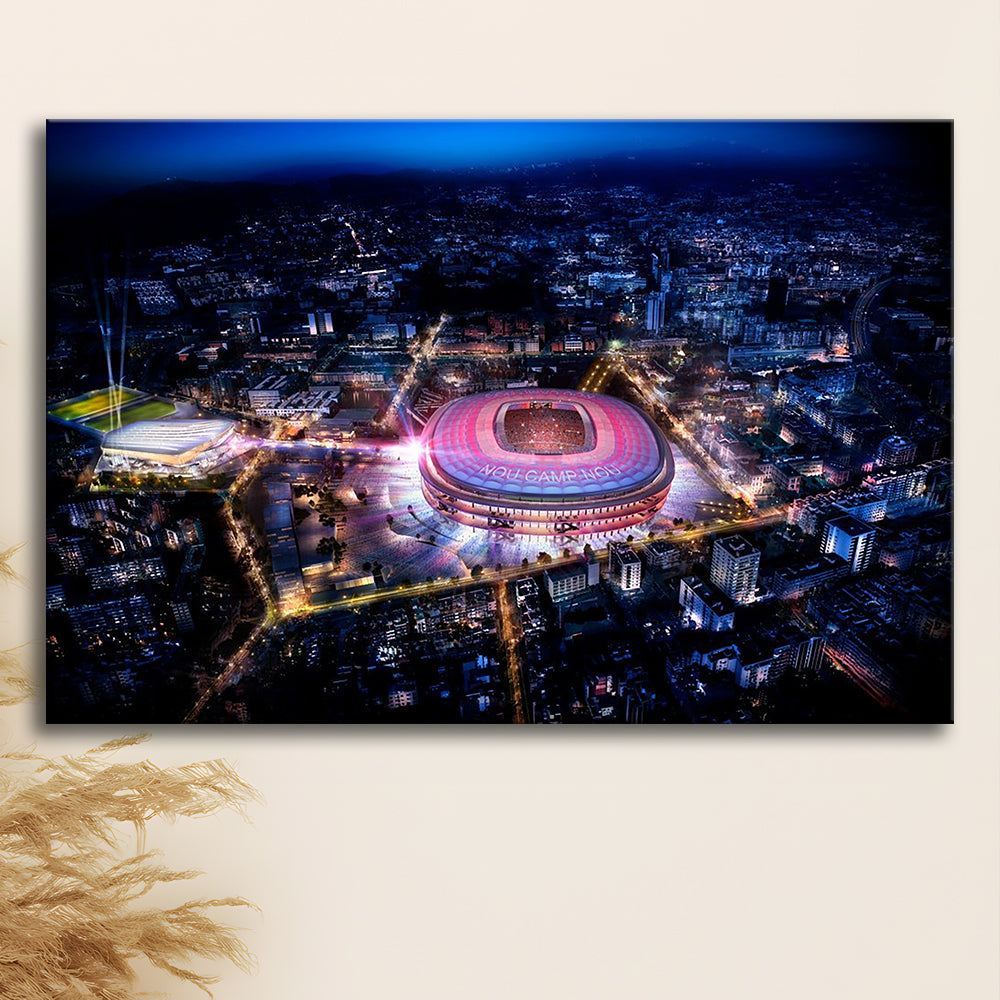 Camp Nou Aerial View, Stadium Canvas, Sport Art, Gift for him, Man Cave Decor, Art Print, Canvas Print Wall Art