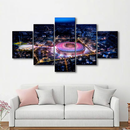 Camp Nou Aerial View, Stadium Canvas, Sport Art, Gift for him, 5 Panel, Large Canvas, Canvas Print Wall Art