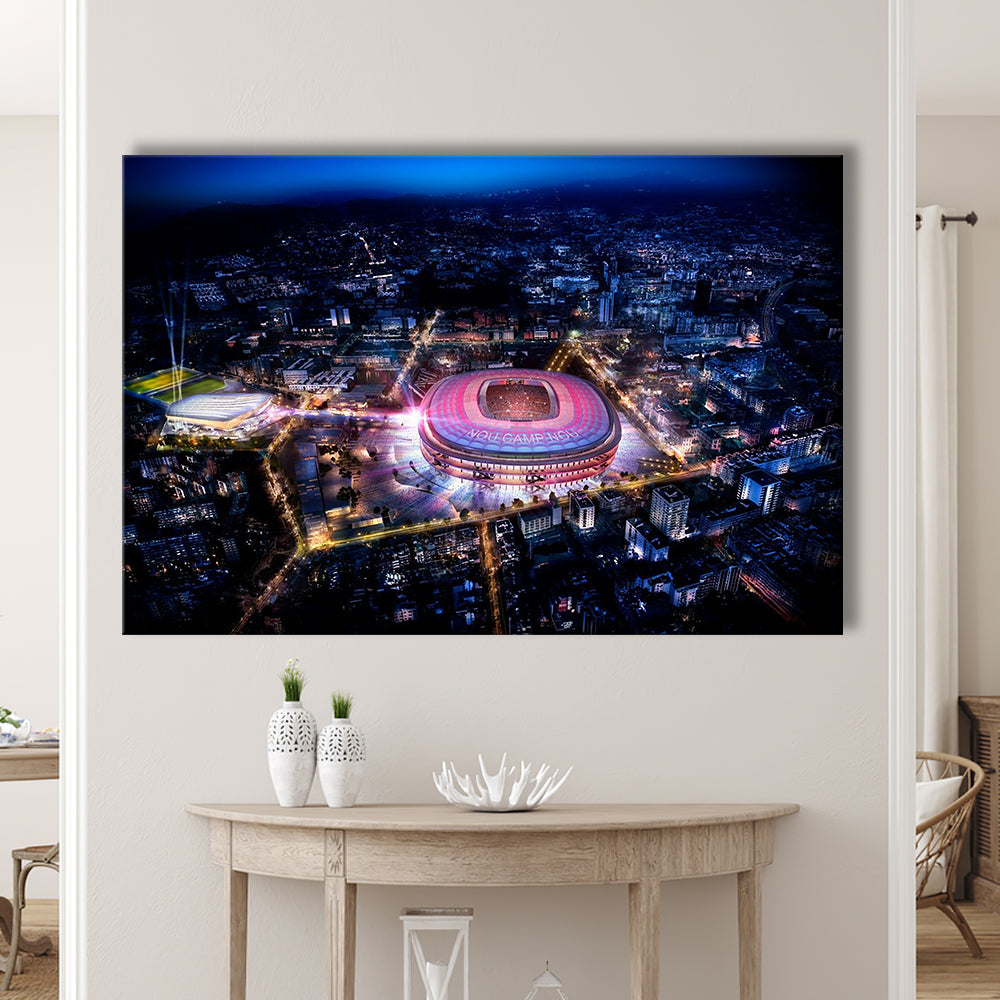 Camp Nou Aerial View, Stadium Canvas, Sport Art, Gift for him, Man Cave Decor, Art Print, Canvas Print Wall Art