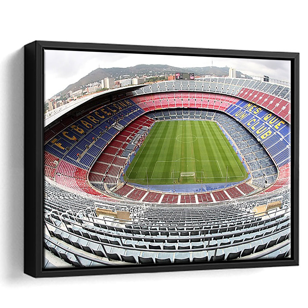 Camp Nou Football Stadium, Stadium Canvas, Sport Art, Framed Canvas Print Wall Art, Floating Frame