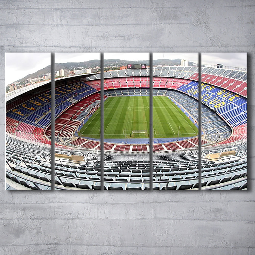 Camp Nou Football Stadium, Stadium Canvas, Sport Art, 5 Panel B, Extra Large Canvas, Canvas Print Wall Art