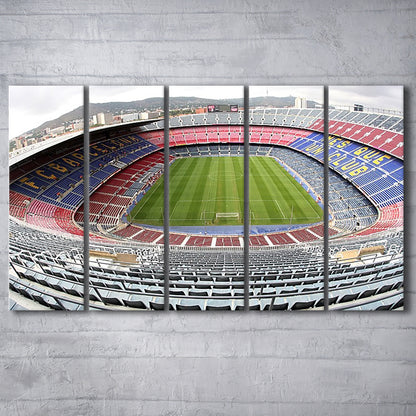 Camp Nou Football Stadium, Stadium Canvas, Sport Art, 5 Panel B, Extra Large Canvas, Canvas Print Wall Art