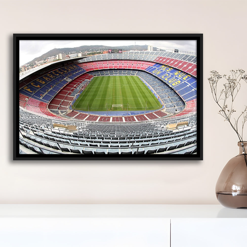 Camp Nou Football Stadium, Stadium Canvas, Sport Art, Framed Canvas Print Wall Art, Floating Frame