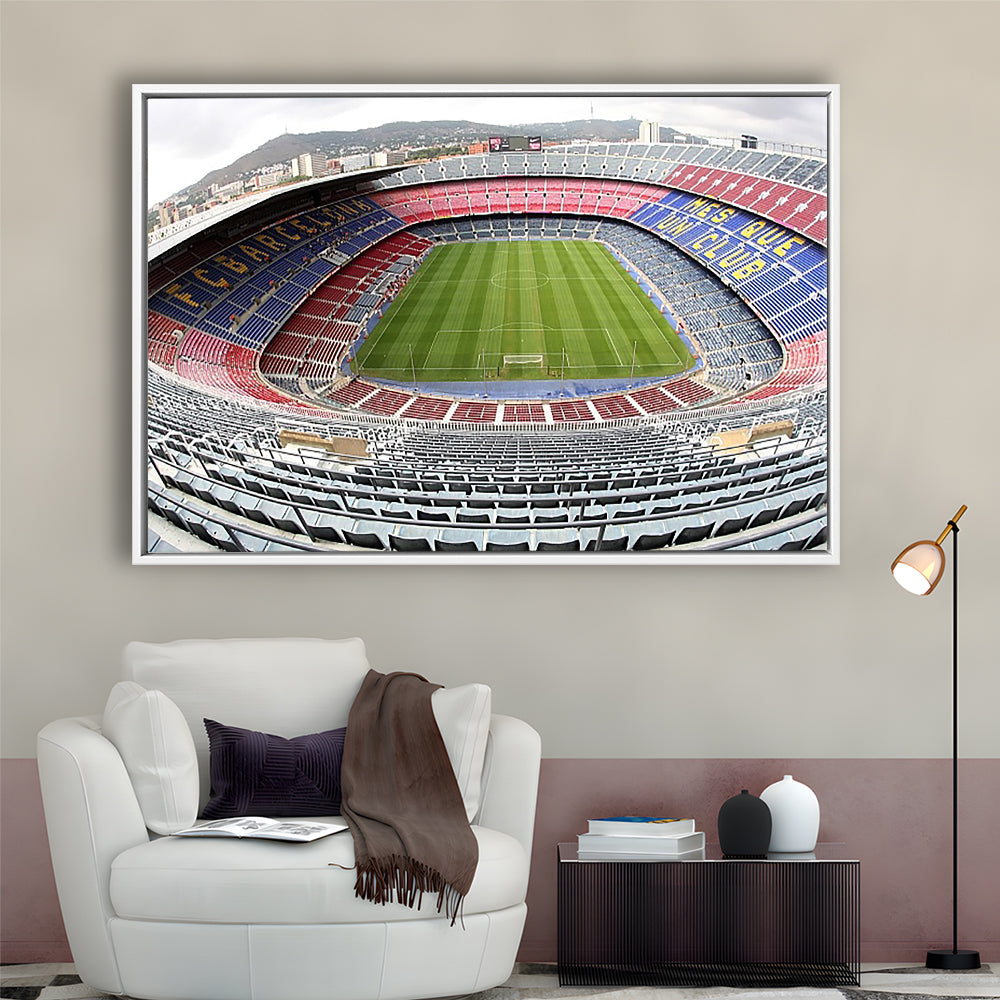Camp Nou Football Stadium, Stadium Canvas, Sport Art, Framed Canvas Print Wall Art, Floating Frame