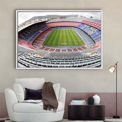 Camp Nou Football Stadium, Stadium Canvas, Sport Art, Framed Canvas Print Wall Art, Floating Frame