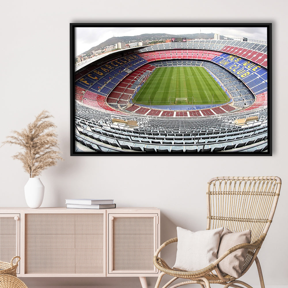 Camp Nou Football Stadium, Stadium Canvas, Sport Art, Framed Canvas Print Wall Art, Floating Frame