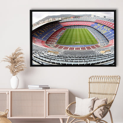 Camp Nou Football Stadium, Stadium Canvas, Sport Art, Framed Canvas Print Wall Art, Floating Frame
