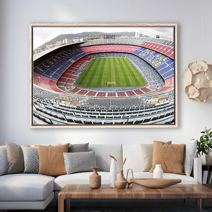 Camp Nou Football Stadium, Stadium Canvas, Sport Art, Framed Canvas Print Wall Art, Floating Frame