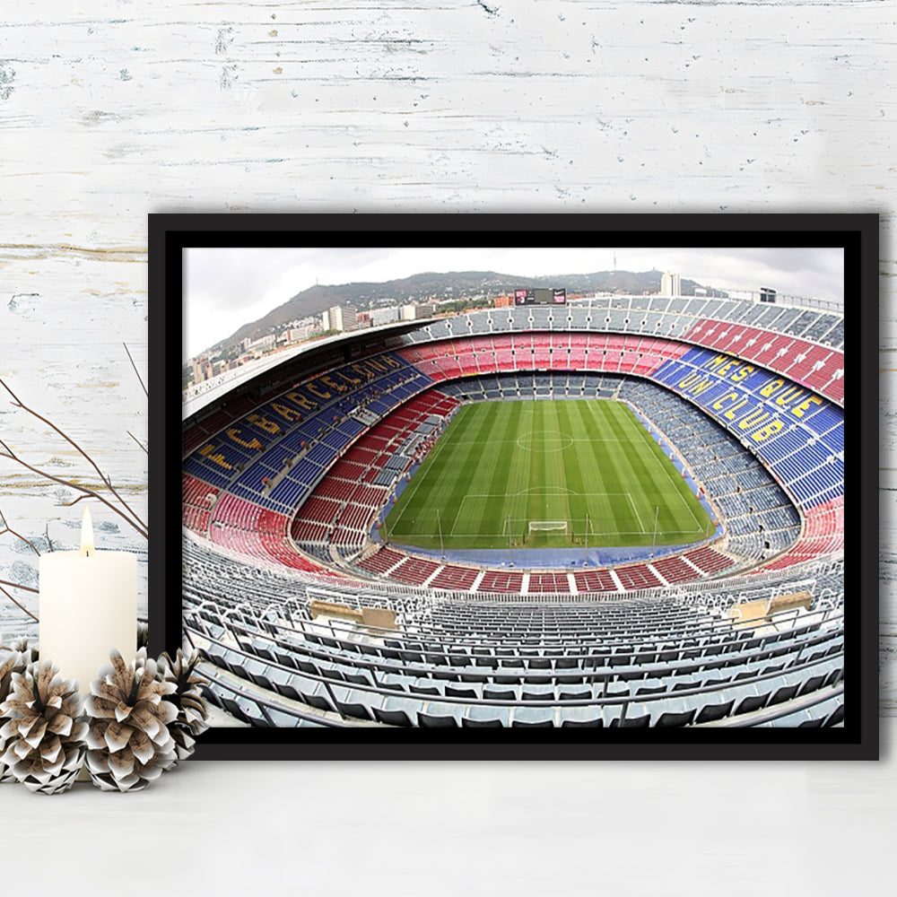 Camp Nou Football Stadium, Stadium Canvas, Sport Art, Framed Canvas Print Wall Art, Floating Frame