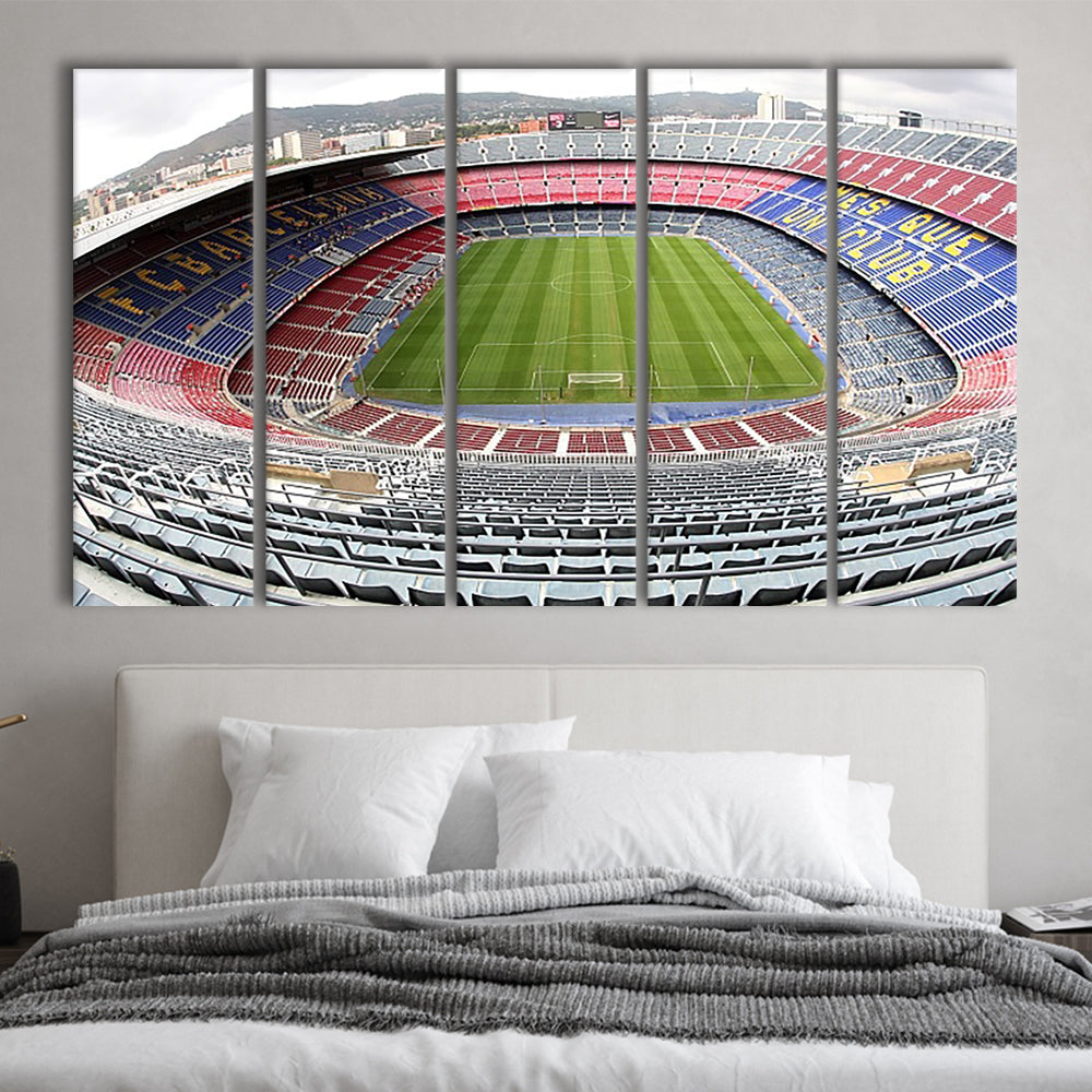 Camp Nou Football Stadium, Stadium Canvas, Sport Art, 5 Panel B, Extra Large Canvas, Canvas Print Wall Art