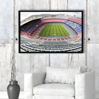 Camp Nou Football Stadium, Stadium Canvas, Sport Art, Framed Canvas Print Wall Art, Floating Frame