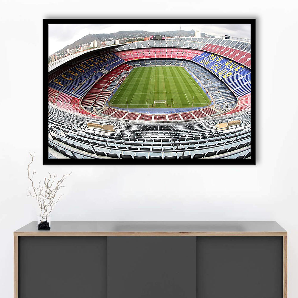 Camp Nou Football Stadium, Stadium Canvas, Sport Art, Gift for him, Framed Art Print Wall Decor, Picture Framed