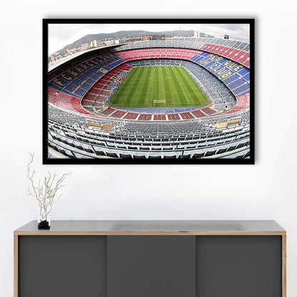 Camp Nou Football Stadium, Stadium Canvas, Sport Art, Gift for him, Framed Art Print Wall Decor, Picture Framed