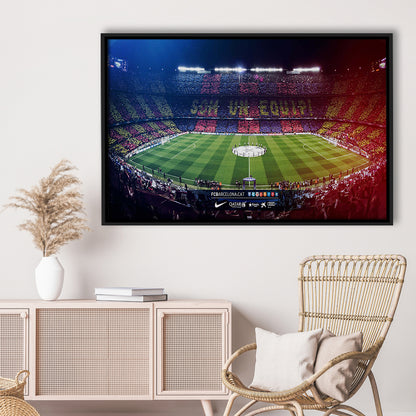 Camp Nou Spain Stadium, Stadium Canvas, Sport Art, Framed Canvas Print Wall Art, Floating Frame