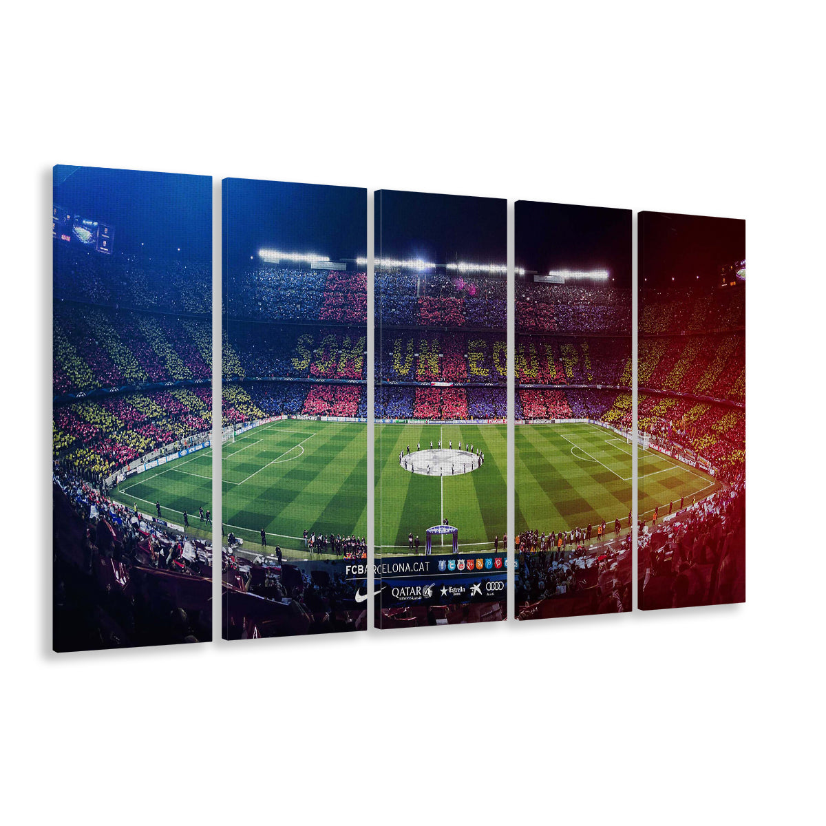 Camp Nou Spain Stadium, Stadium Canvas, Sport Art, 5 Panel B, Extra Large Canvas, Canvas Print Wall Art