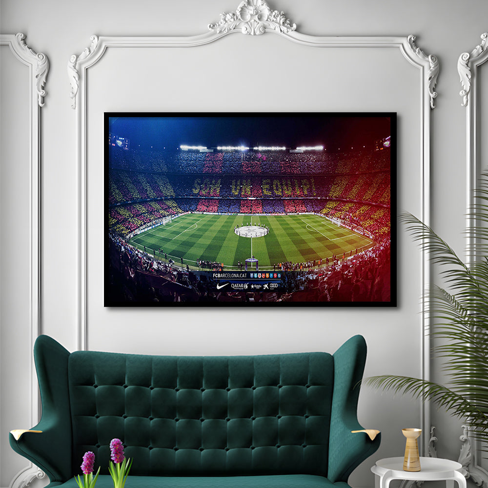 Camp Nou Spain Stadium, Stadium Canvas, Sport Art, Gift for him, Framed Art Print Wall Decor, Picture Framed