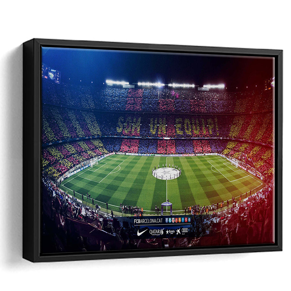 Camp Nou Spain Stadium, Stadium Canvas, Sport Art, Framed Canvas Print Wall Art, Floating Frame