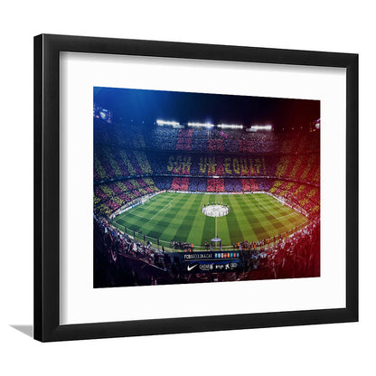 Camp Nou Spain Stadium, Stadium Canvas, Sport Art, Gift for him, White Border Framed Art Print Wall Decor