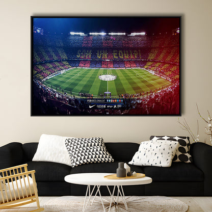 Camp Nou Spain Stadium, Stadium Canvas, Sport Art, Framed Canvas Print Wall Art, Floating Frame