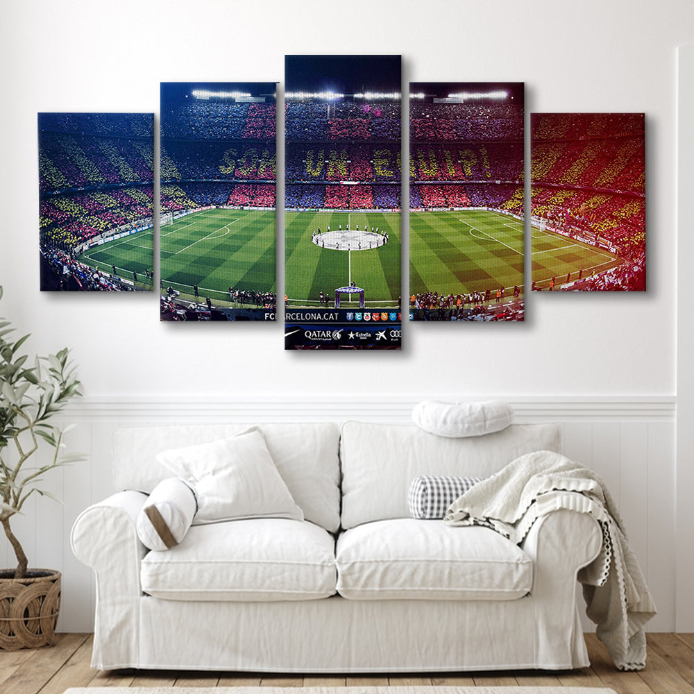 Camp Nou Spain Stadium, Stadium Canvas, Sport Art, Gift for him, 5 Panel, Large Canvas, Canvas Print Wall Art