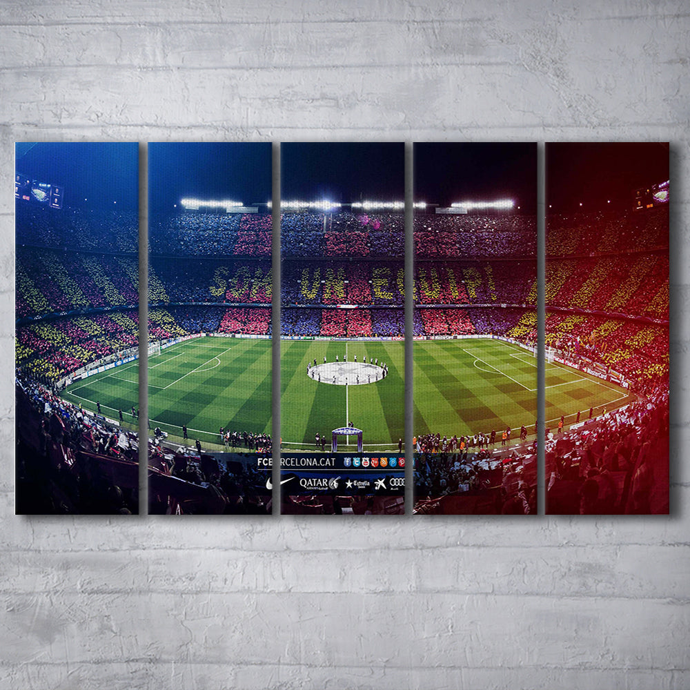 Camp Nou Spain Stadium, Stadium Canvas, Sport Art, 5 Panel B, Extra Large Canvas, Canvas Print Wall Art